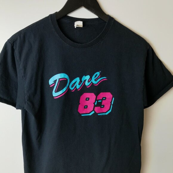 DARE 83 Graphic Tee S Black Neon Colors Retro Look Casual Adult Unisex Fit - Picture 10 of 14